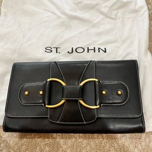 St. John clutch leather black bag